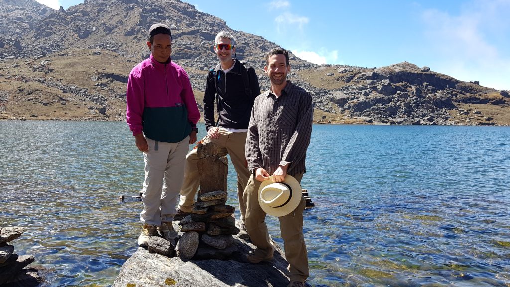 Quick photo session at gosainkunda Lake on gosainkunda lake trek 9 days with lhasso adventure's senior guide Norbu Tamang