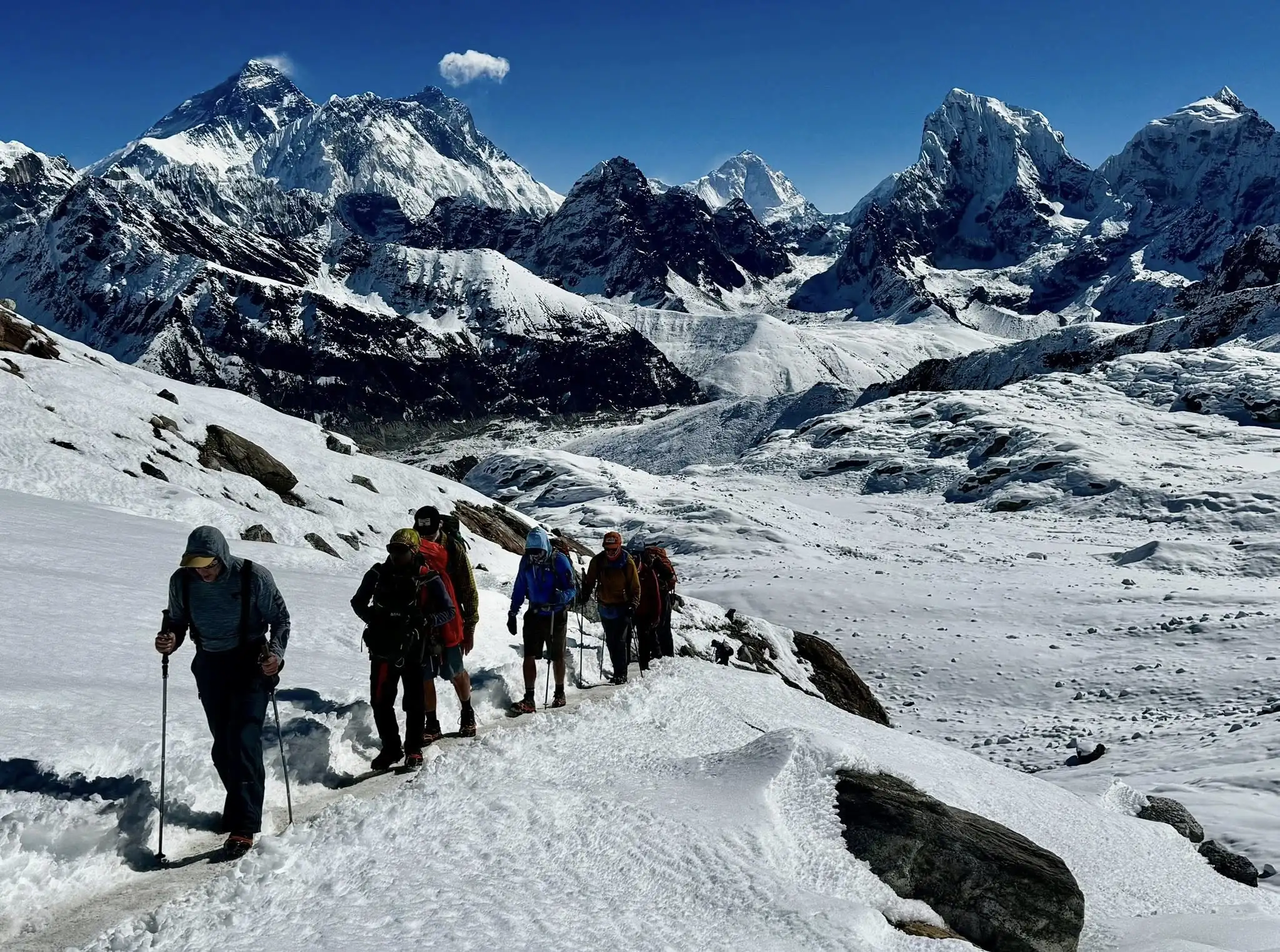 En-Route Renjo La Pass from Gokyo Valley - everest three pass trek team