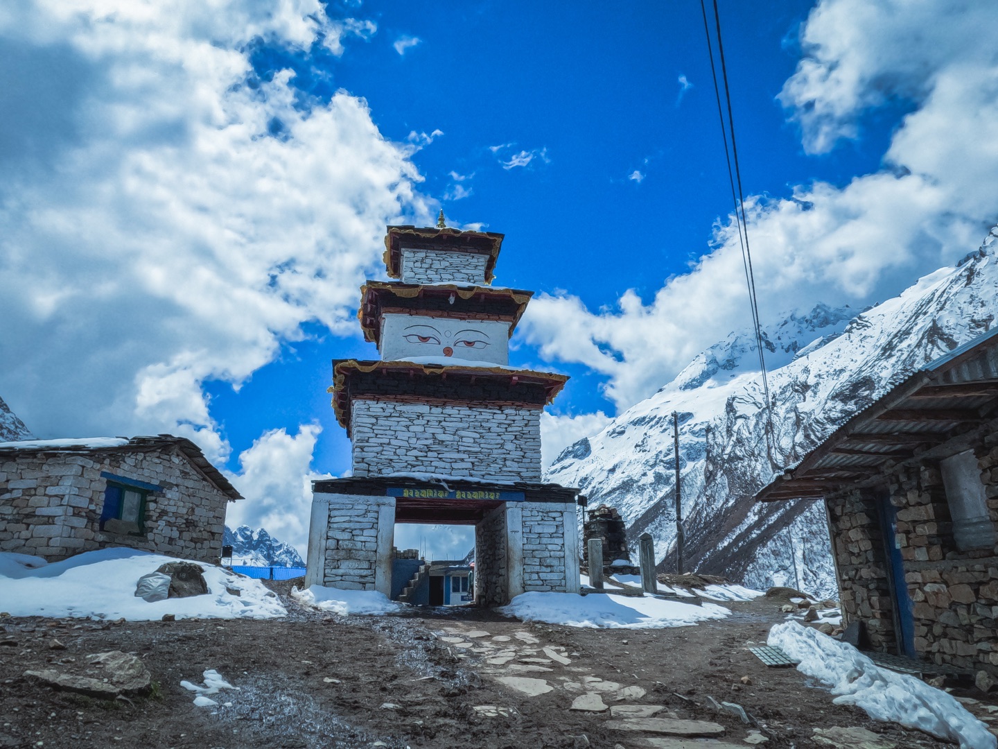 tibeaten influenced mani walls and other infrastructure en-route to manaslu circuit trek