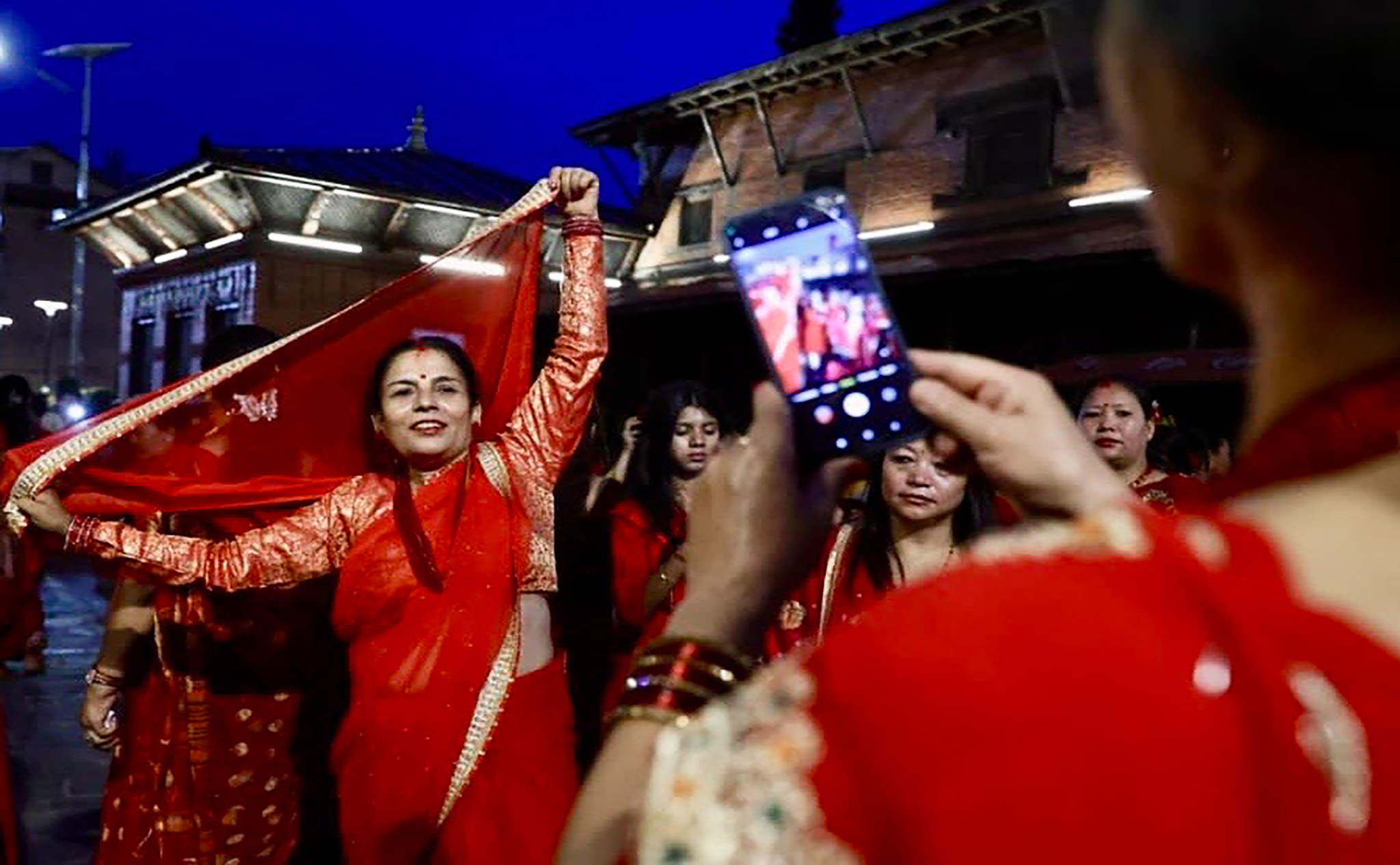 Grace in Red-Teej at Pashupatinath