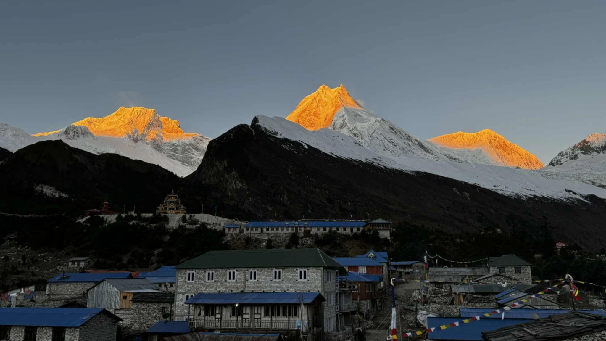 Early sunrise at Sama gaun- Manaslu Circuit Trek 