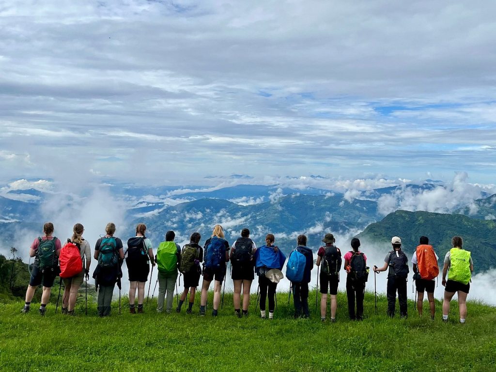 Last day of helambu trek with a perfect morning view of valleys and the hills from camp site with lhasso adventure
