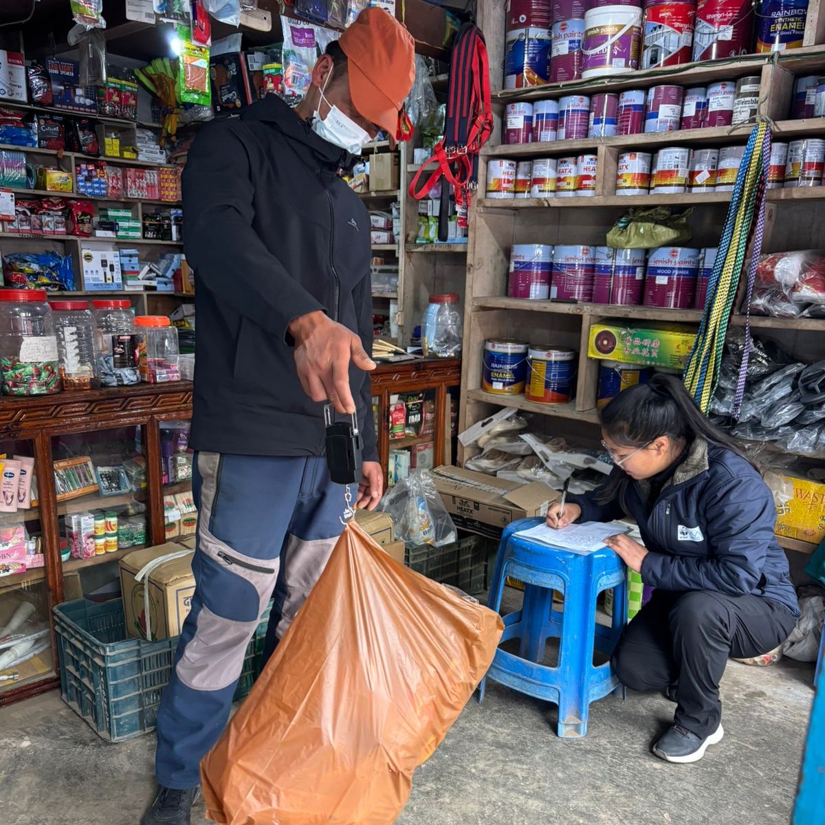 Everest cleanup campaign volunteers removing waste from the Khumbu region, Nepa