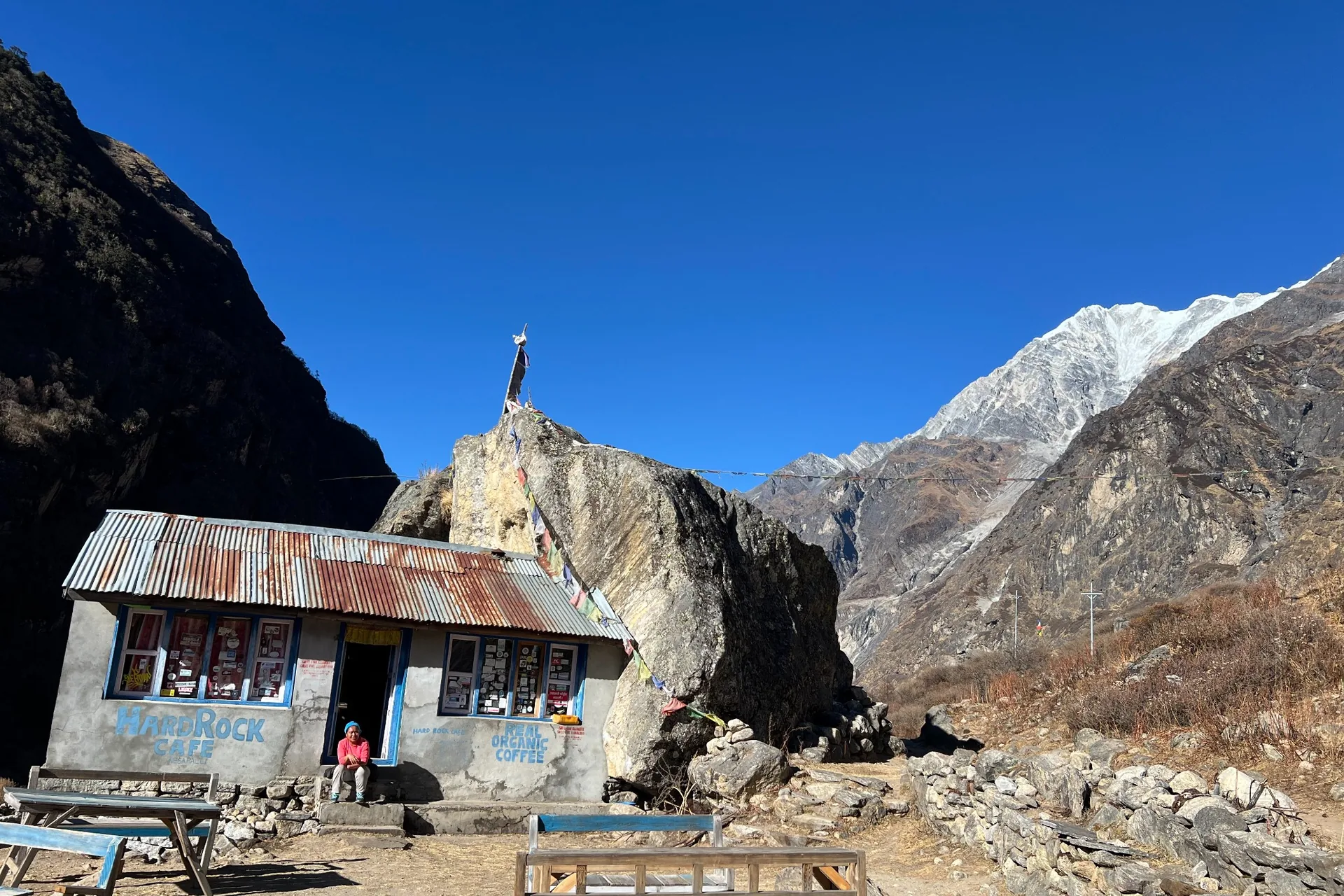 Lhasso Adventure trekking group at a teahouse during the Langtang Valley Trek