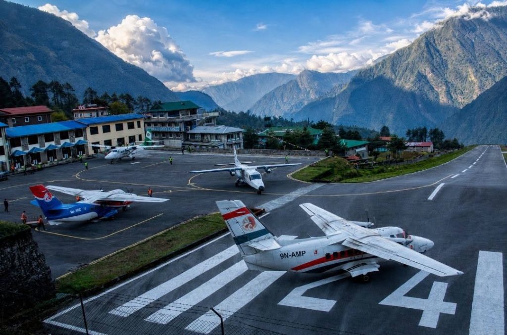 world thrilling airport also know as Lukla or tenzin hillary ariport